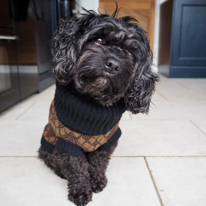Lucy Black & Brown Dog Jumper and Matching Headband Set